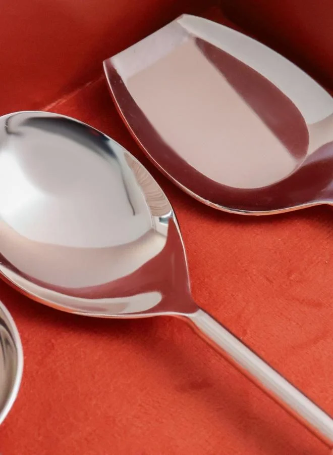 Casa Quesera  ELARA Signature Silver-Finish Serving Spoon Set for Elevated Table Serving  | Best Price UAE